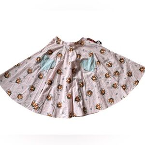 Hell Bunny Pink Fox Heart Swing Circle Full Skirt Retro Pinup Rockabilly Size S